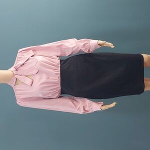 NWT Grace Karin Work Dress Dusty Pink Black Long Sleeve Size Small